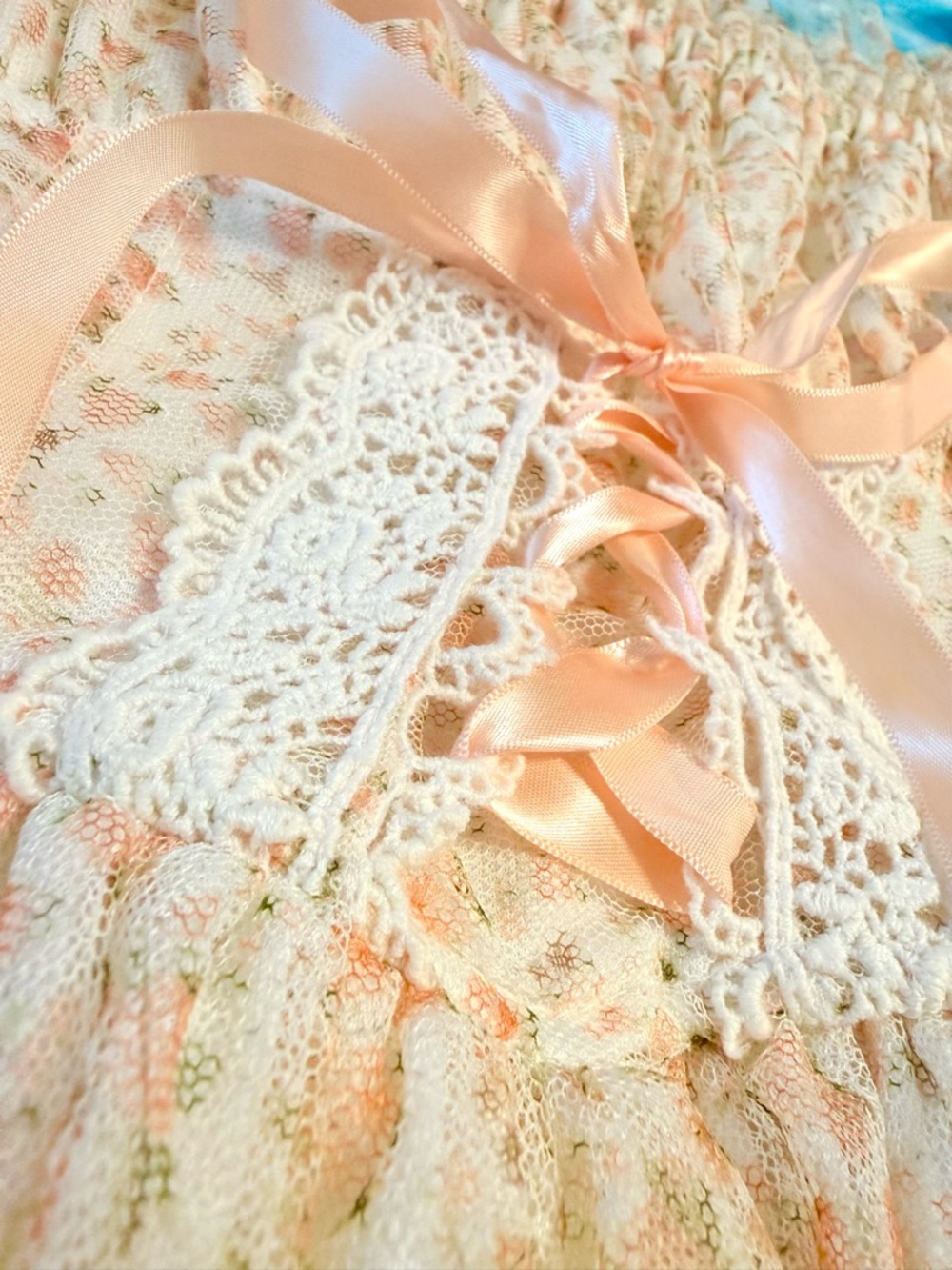 2012 Liz Lisa Peach Floral Lace Dress - ONE SIZE - Hime Gyaru